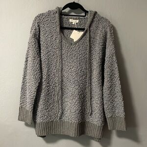 NWT Miracle Popcorn Chenille Gray Sweater Hoodie. Size S/M